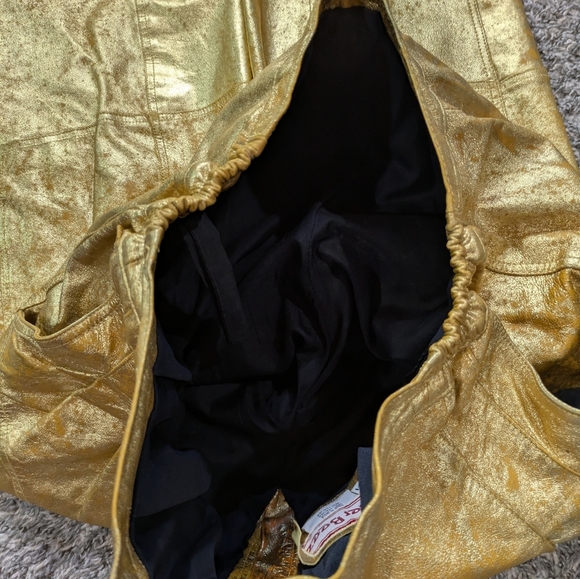 Vintage Distressed Gold Wide Leg Leather Pant 1X - Picture 12 of 14